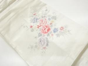 銀駒刺繍花葉模様古屋帯